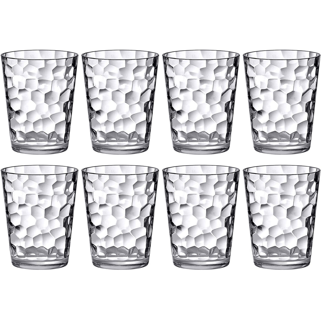 Amazing Abby - Iceberg - 10-Ounce Plastic Tumblers (Set of 8), Plastic Drinking Glasses, All-Clear Reusable Cups, Stackable, BPA-Free, Shatter-Proof, Dishwasher-Safe