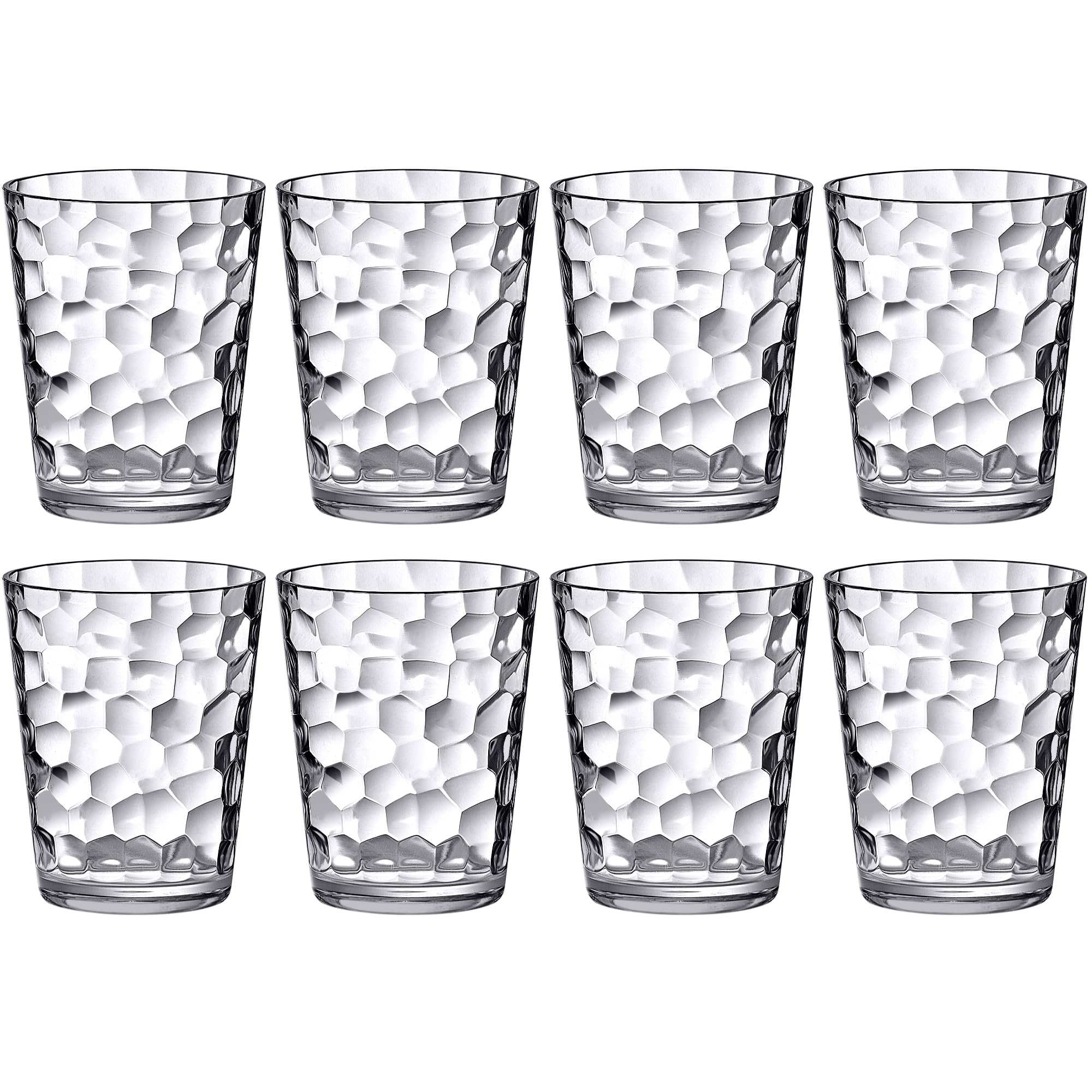 Amazing Abby - Iceberg - 10-Ounce Plastic Tumblers (Set of 8), Plastic Drinking Glasses, All-Clear Reusable Cups, Stackable, BPA-Free, Shatter-Proof, Dishwasher-Safe