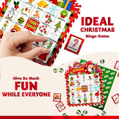 JOYIN Christmas Bingo Cards - 30 Players Holiday Game for Kids & Family Fun | Winter Party Activity