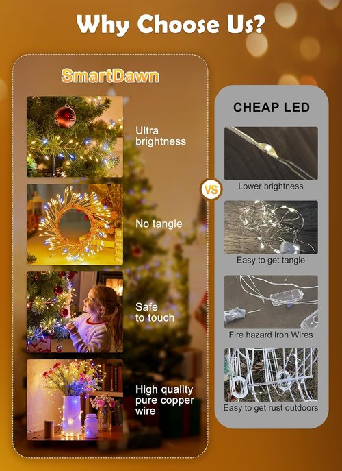Fairy Lights | 10FT 200LED Twinkle String Lights - Waterproof Indoor/Outdoor Decor for Home & Garden