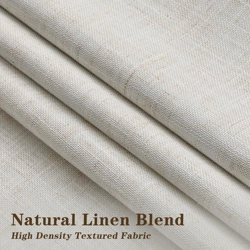IVAPUPU Natural Pinch Pleated 100% Blackout Linen Curtains 90 Inch Length for Bedroom, Black Out Pinch Pleat Curtains for Living Dining Room Darkening Thermal Insulated Drapes with 16 Hooks, 2 Panels