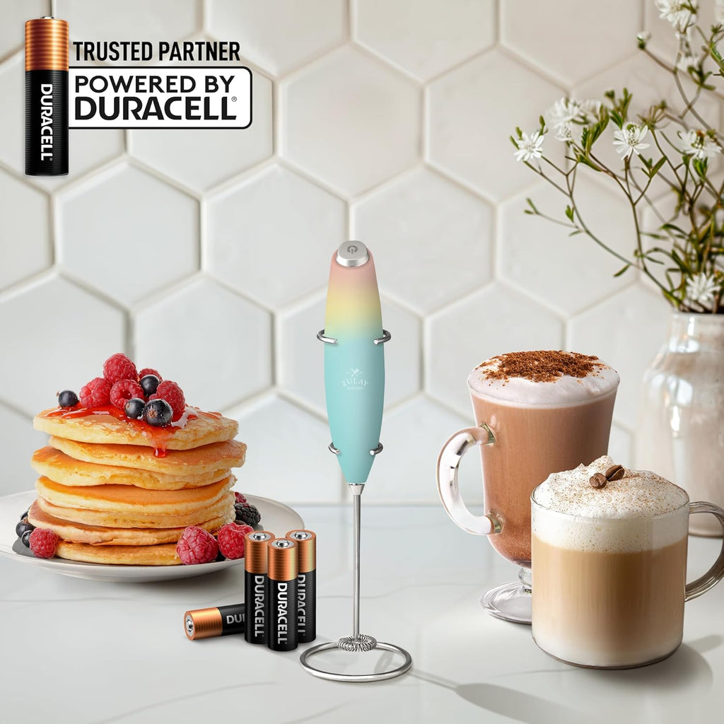 Zulay Kitchen Milk Frother Wand - Ultra-Fast Handheld Electric Whisk for Coffee, Lattes & Cappuccino - Includes 4 AA Batteries