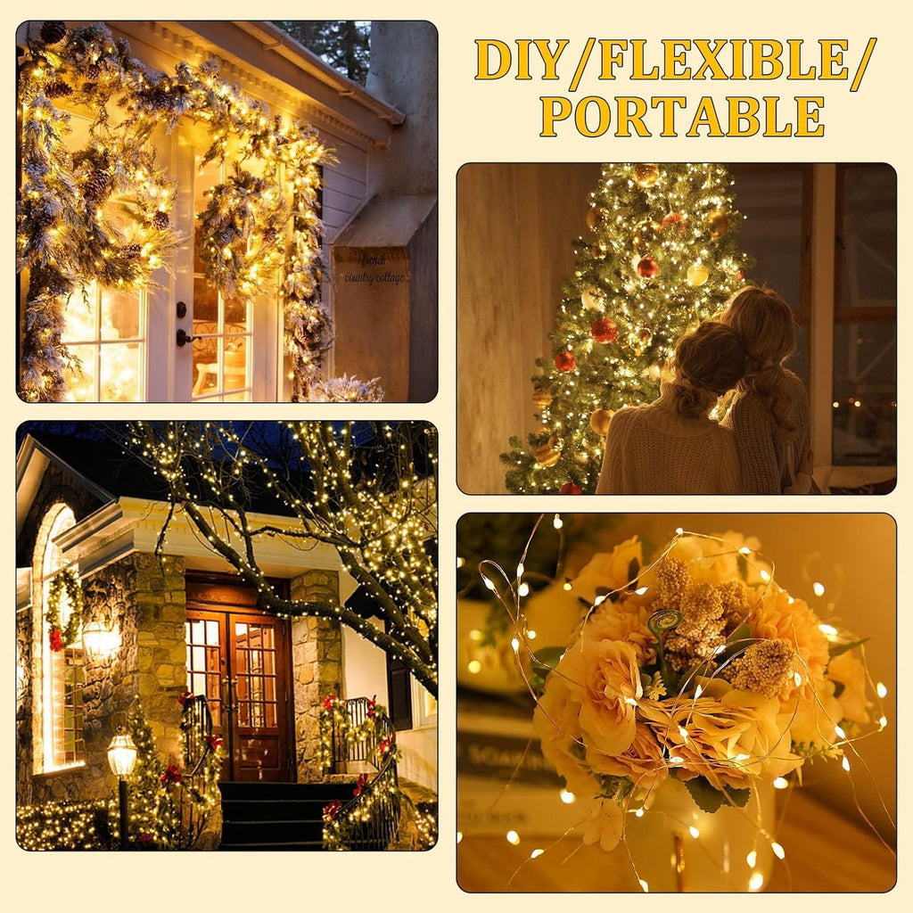 Skiennix 40ft 100 LED Fairy Lights - Indoor Outdoor Twinkle String Lights with Remote & Timer | Warm White