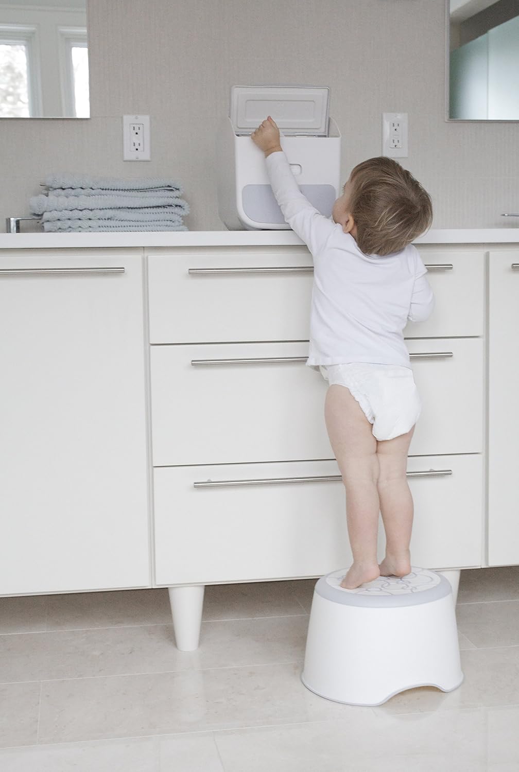 Ubbi Step Stool for Kids - Slip-Resistant Toddler Potty Training Stool with Soft Grip - Gray