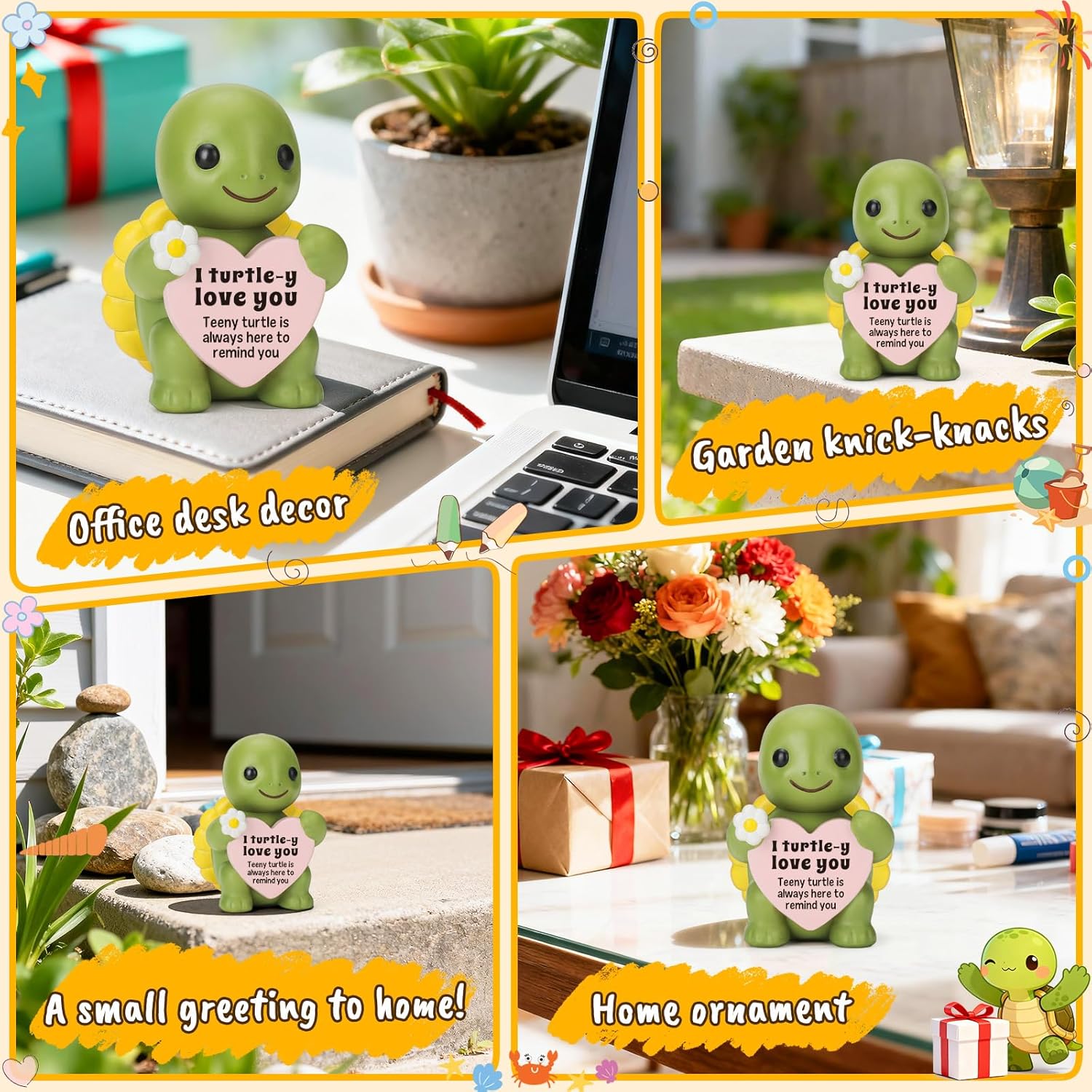 4THFARMES Mini Resin Turtle Figurines - Cute Funny Gift for Couples | Anniversary & Birthday Decor