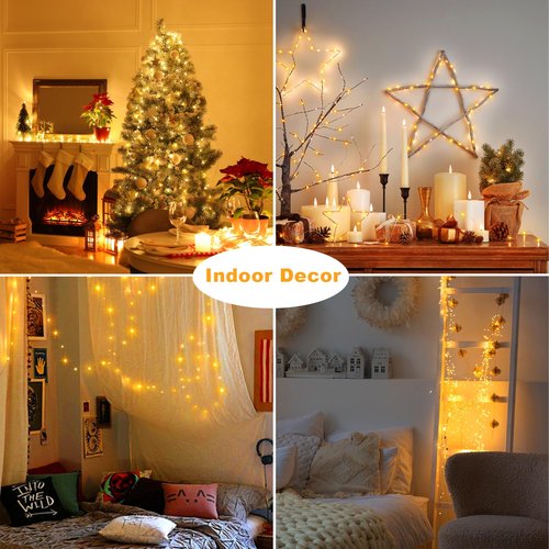 Fairy Lights Battery Operated, 2 Pack 20FT 60 LED Twinkle Lights with Remote Timer, Silver Wire String Lights Mini Fairy Lights for Bedroom Christmas Tree Party Wedding Indoor Outdoor(Warm White)
