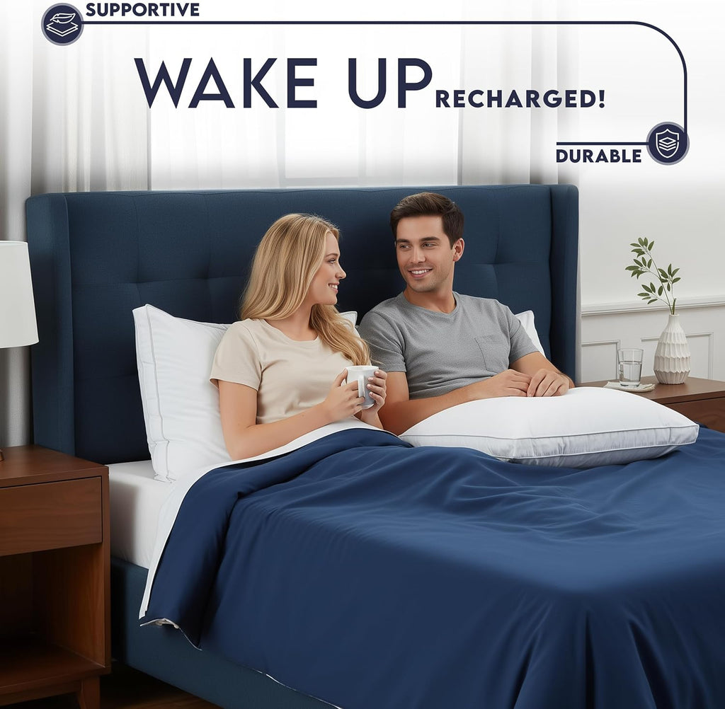 Utopia Bedding Queen Size Bed Pillows - Soft & Fluffy Down Alternative, Cooling Gusseted Design | Set of 2