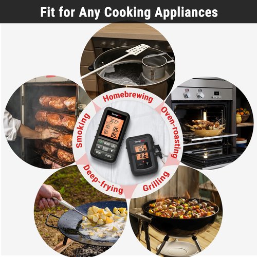 TempPro TP20 500FT Wireless Meat Thermometer with Dual Meat Probe, Digital Cooking Food Meat Thermometer Wireless for Smoker BBQ Grill Thermometer Beef Steak Turkey Thermometer (Previously ThermoPro)