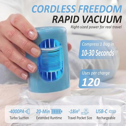 Cozy Essential Vacuum Storage Bags - Rechargeable Cordless USB Pump for Clothes & Bedding | 12-Piece Combo