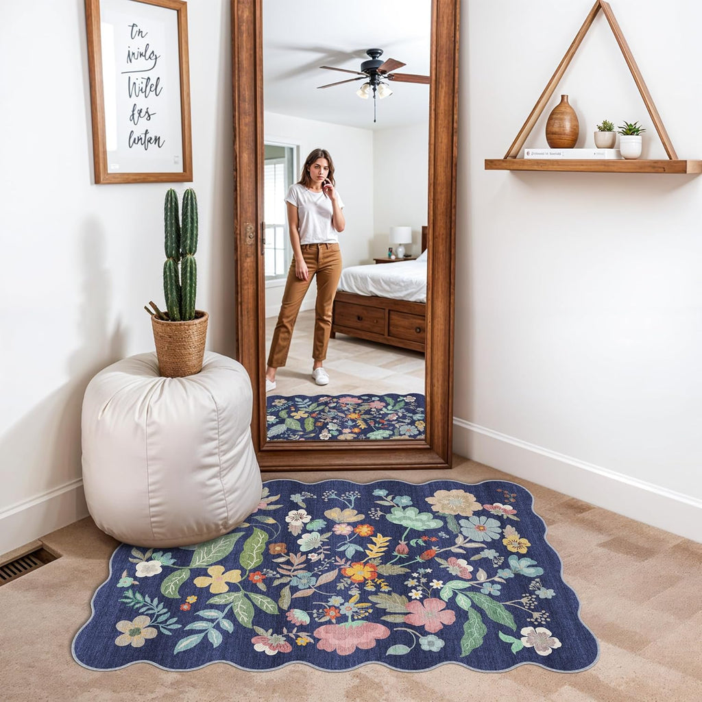 Skiennix Washable Area Rug - Easy-Clean Non-Slip Carpet for High-Traffic Areas | 2x3 Purple