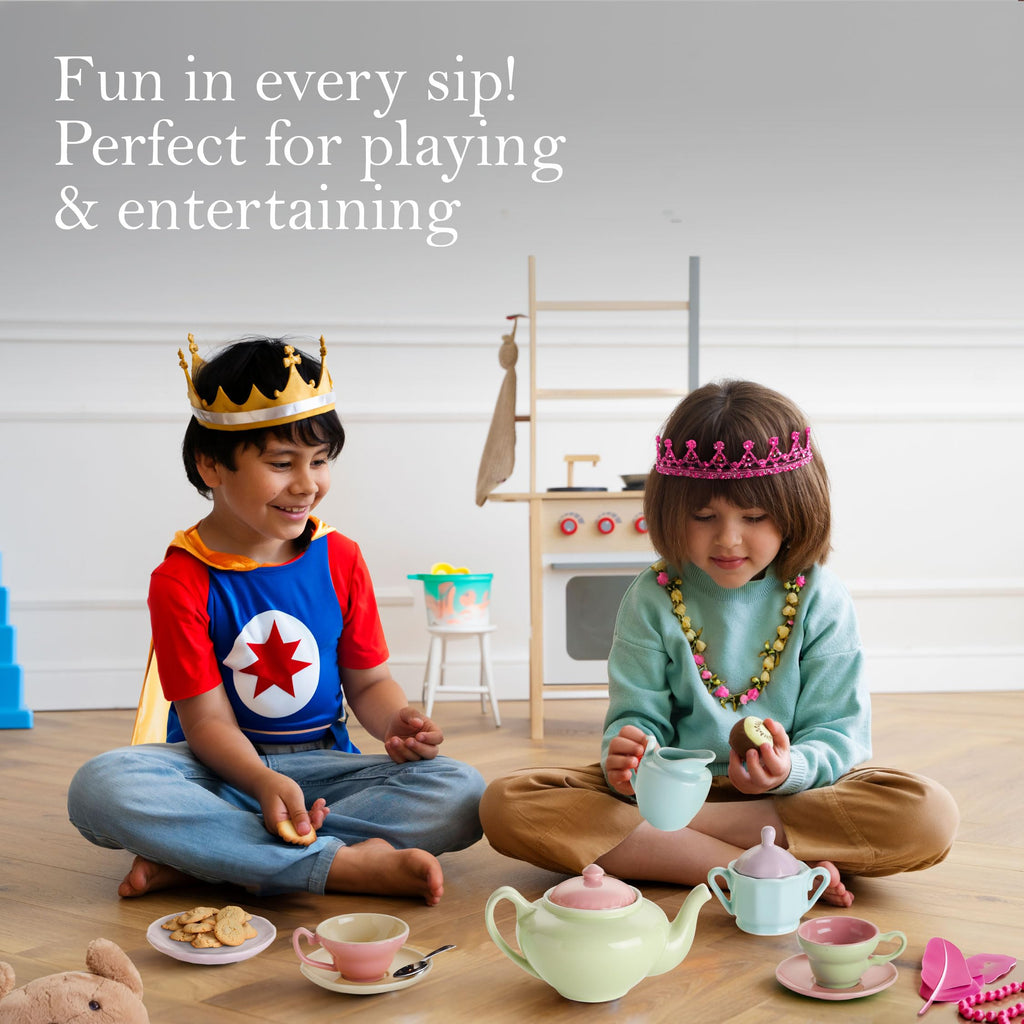 Rosanna Porcelain Kids Tea Set, 11 fl oz - Miniature Tea Party Set for Girls , Service for 4, Fun & Colorful, Microwave & Dishwasher Safe, Gift Box Included