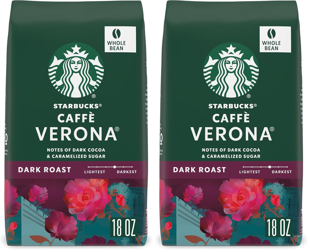 Starbucks Whole Bean Coffee - Dark Roast Caffè Verona | 100% Arabica, 18 oz (Pack of 2)