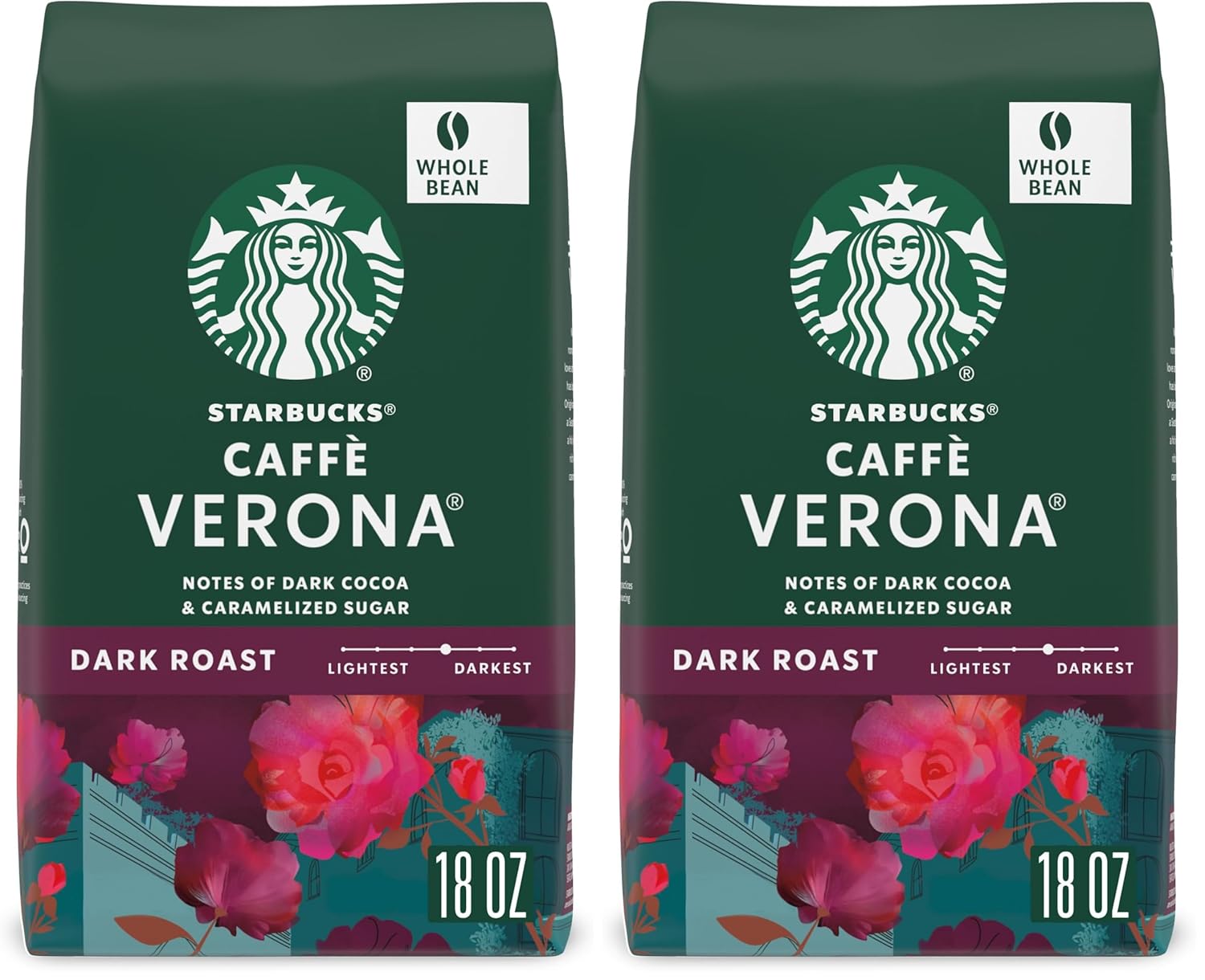 Starbucks Whole Bean Coffee - Dark Roast Caffè Verona | 100% Arabica, 18 oz (Pack of 2)