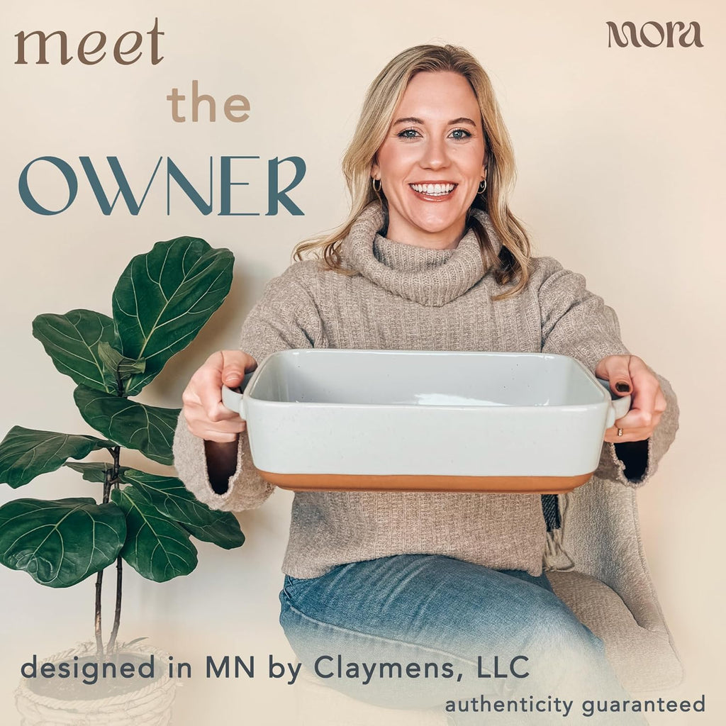 Mora 9x13in Deep Porcelain Baking Dish - Oven Safe & Freezer Friendly | Perfect for Family Meals