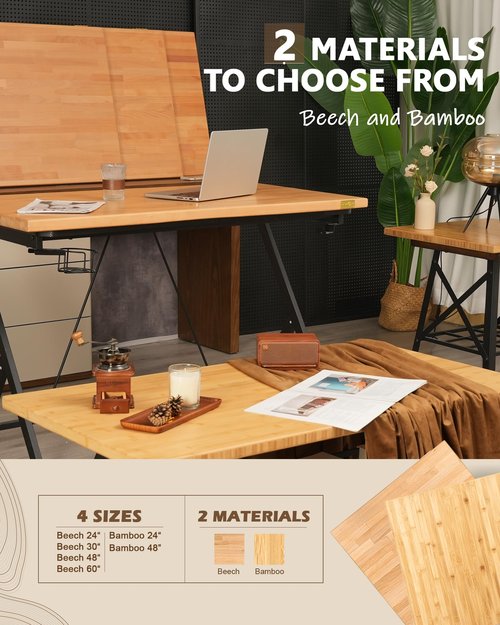 24"x25" Butcher Block Countertop, DIY Bamboo Countertop, 1.2'' Thick Waterproof Table Top, Used as Cutting Board, Stovetop Cover, Office Desk Top, Dining Room Table, Laundry Counter, Kitchen Counter