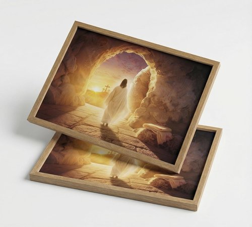 KYSNGMT Jesus Resurrection Wall Art - He Is Risen Canvas Print | Framed Easter Decor for Home & Church