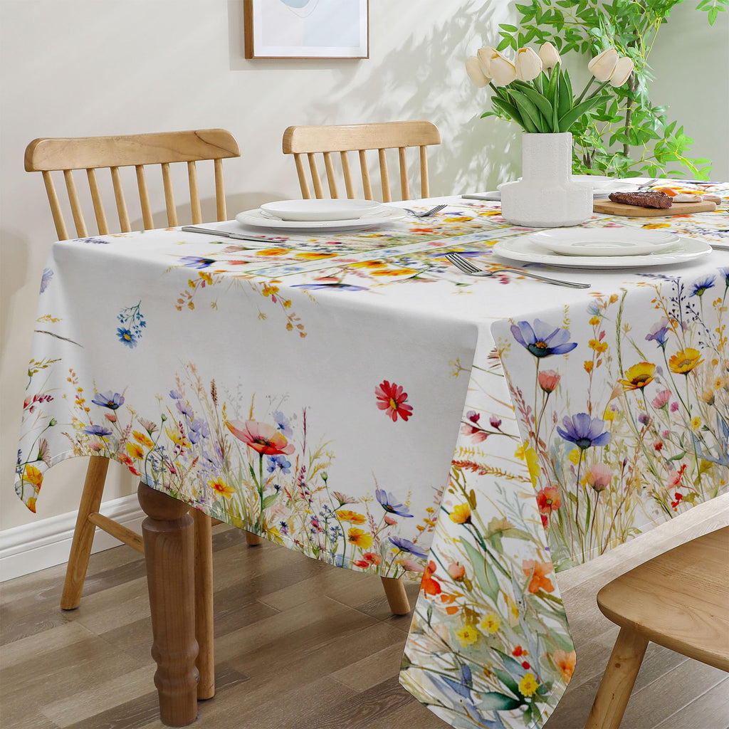 cusugbaso Spring Tablecloth 60x84 Inch for Rectangle Tables - Blooming Flower Spring Decorations for Home - Water Resistant Flower Table Cloth for Party,Table