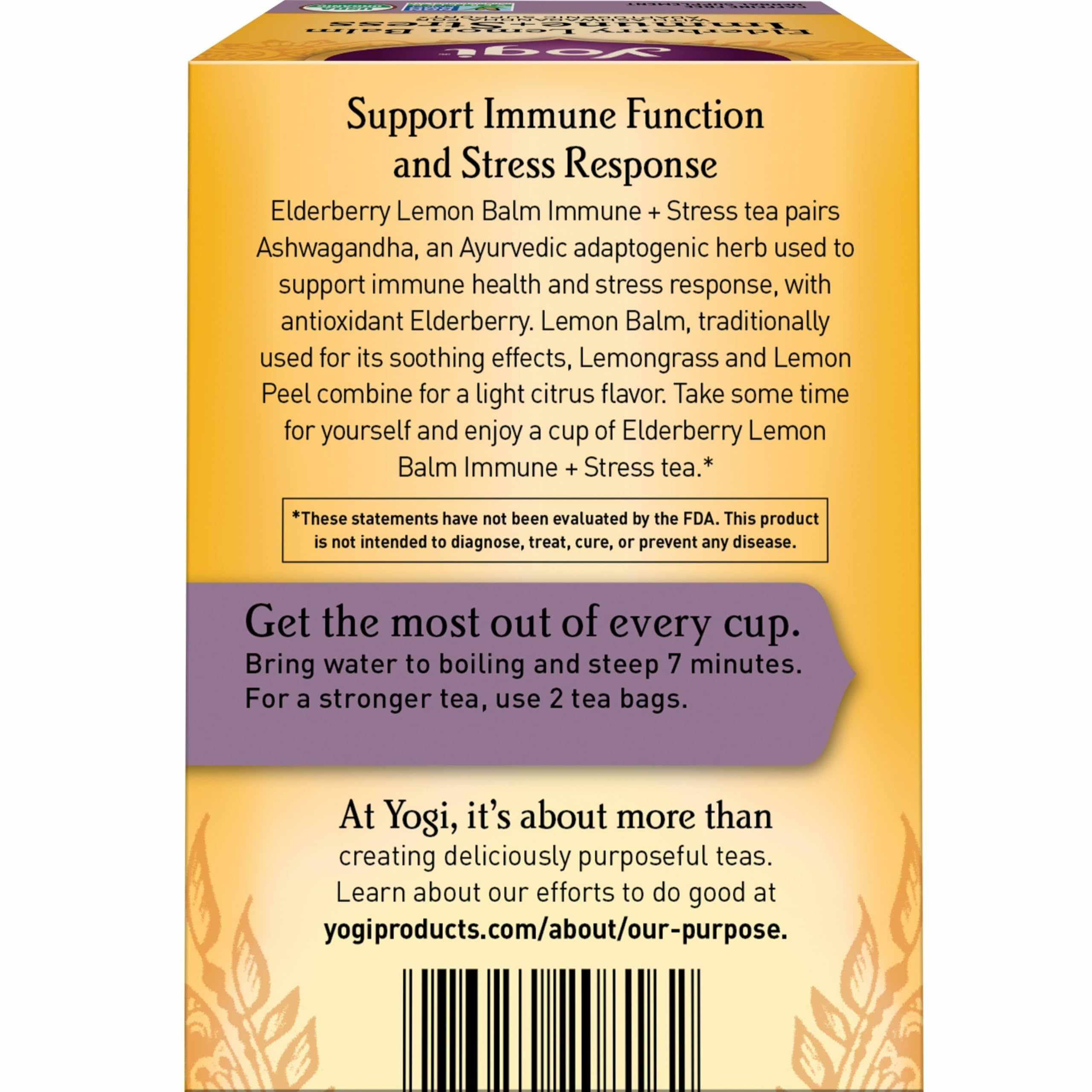 Yogi Tea Elderberry Lemon Stress & Immune Support Tea - 16 Tea Bags, 4 Packs - With Ashwagandha, Lemongrass, Licorice Root & More