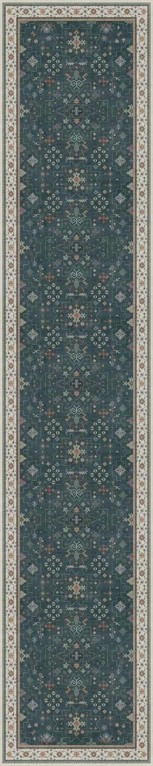 Hazo Haus Vintage Dark Green Hallway Runner Rug - Modern Boho Floral Design, Washable & Non-Slip, 2x10 ft