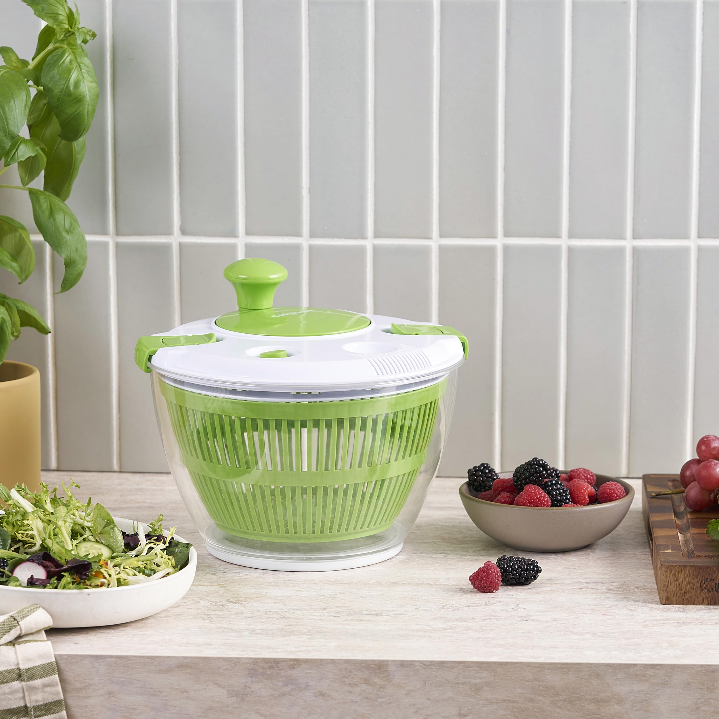 Cuisinart Large Spin Stop Salad Spinner- Wash, Spin & Dry Salad Greens, Fruits & Vegetables, 5qt, CTG-00-SAS1