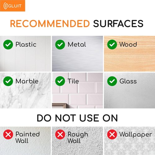 Gluitt Heavy Duty Adhesive Wall Hooks - No Drill, Waterproof, Clear 12 Pack for Home & Office