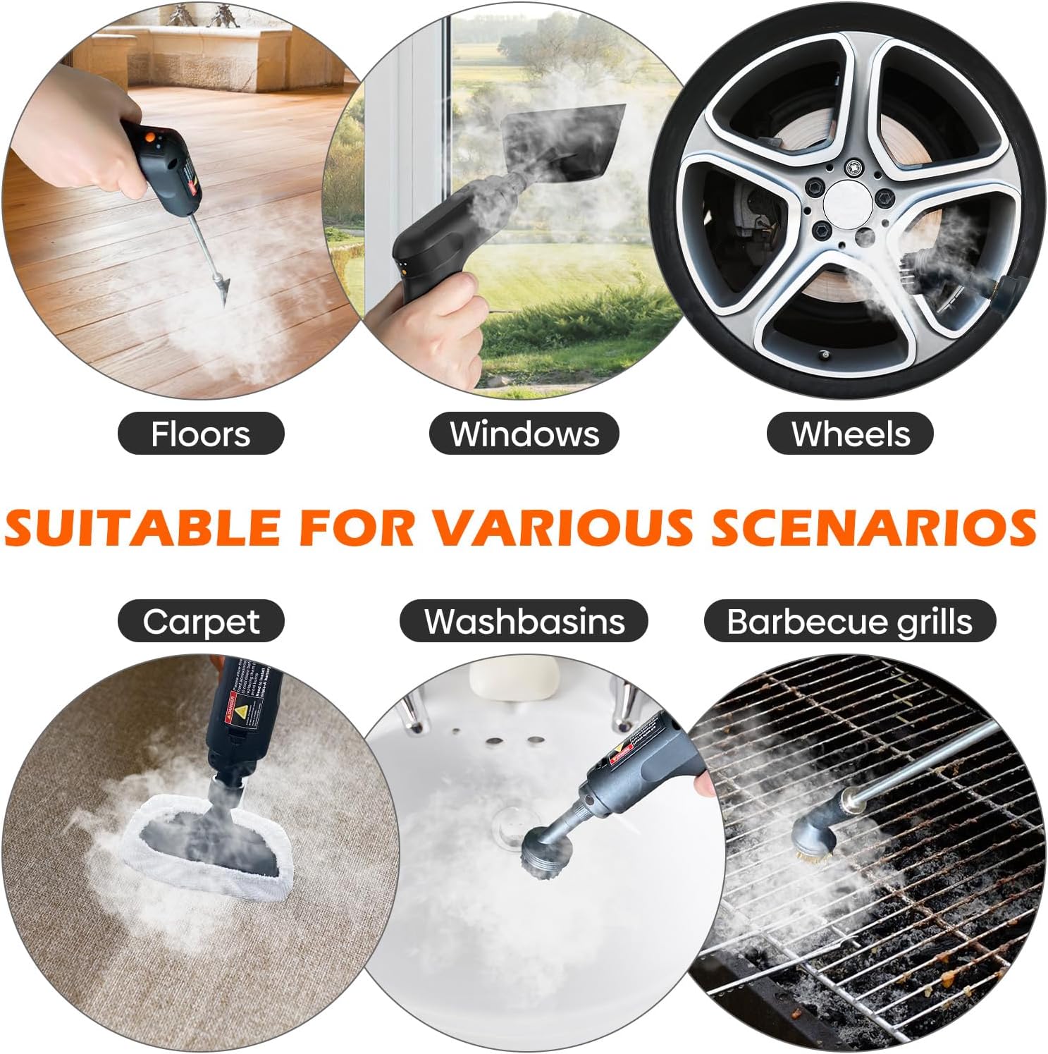 Skiennix Steam Cleaner - Portable Handheld Steamer with 15s Heat-Up, Large Tank & 16 Accessories for Home & Car Cleaning