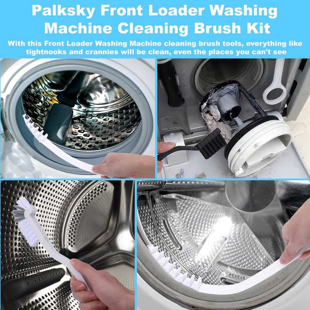 Palksky Washing Machine Cleaning Brush Set - 1 Drum Slot & 5 Crevice Brushes for Front Load Washers