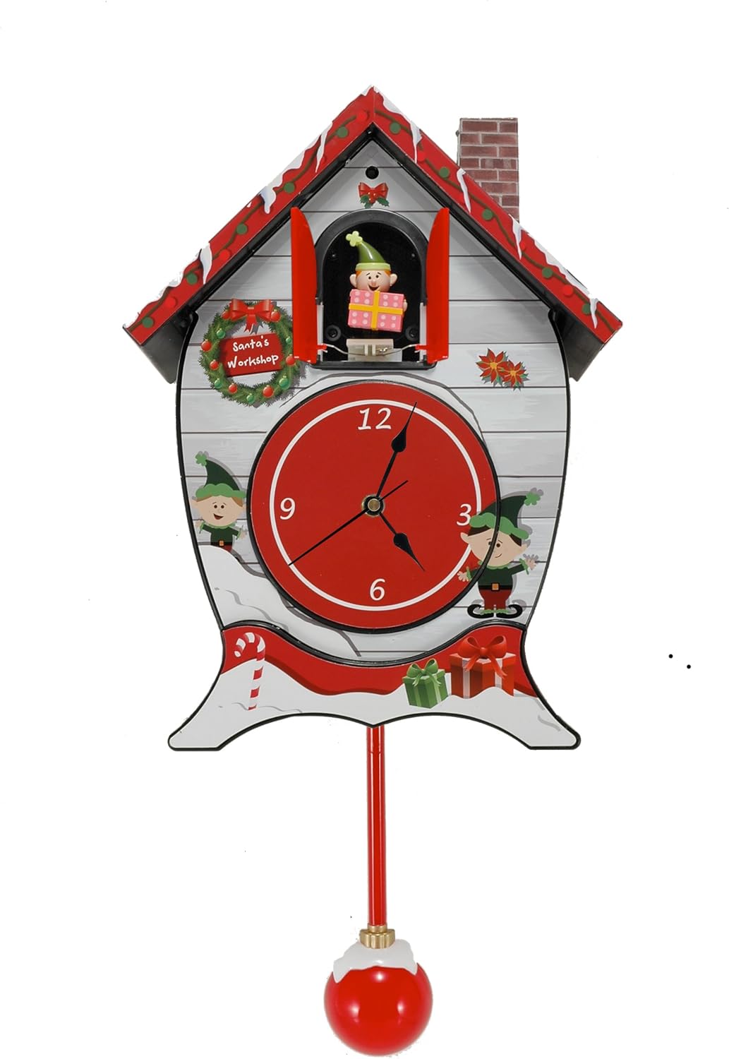 Mark Feldstein & Associates Cuckoo Clock - Santa's North Pole Workshop Sound Feature | Festive Decor
