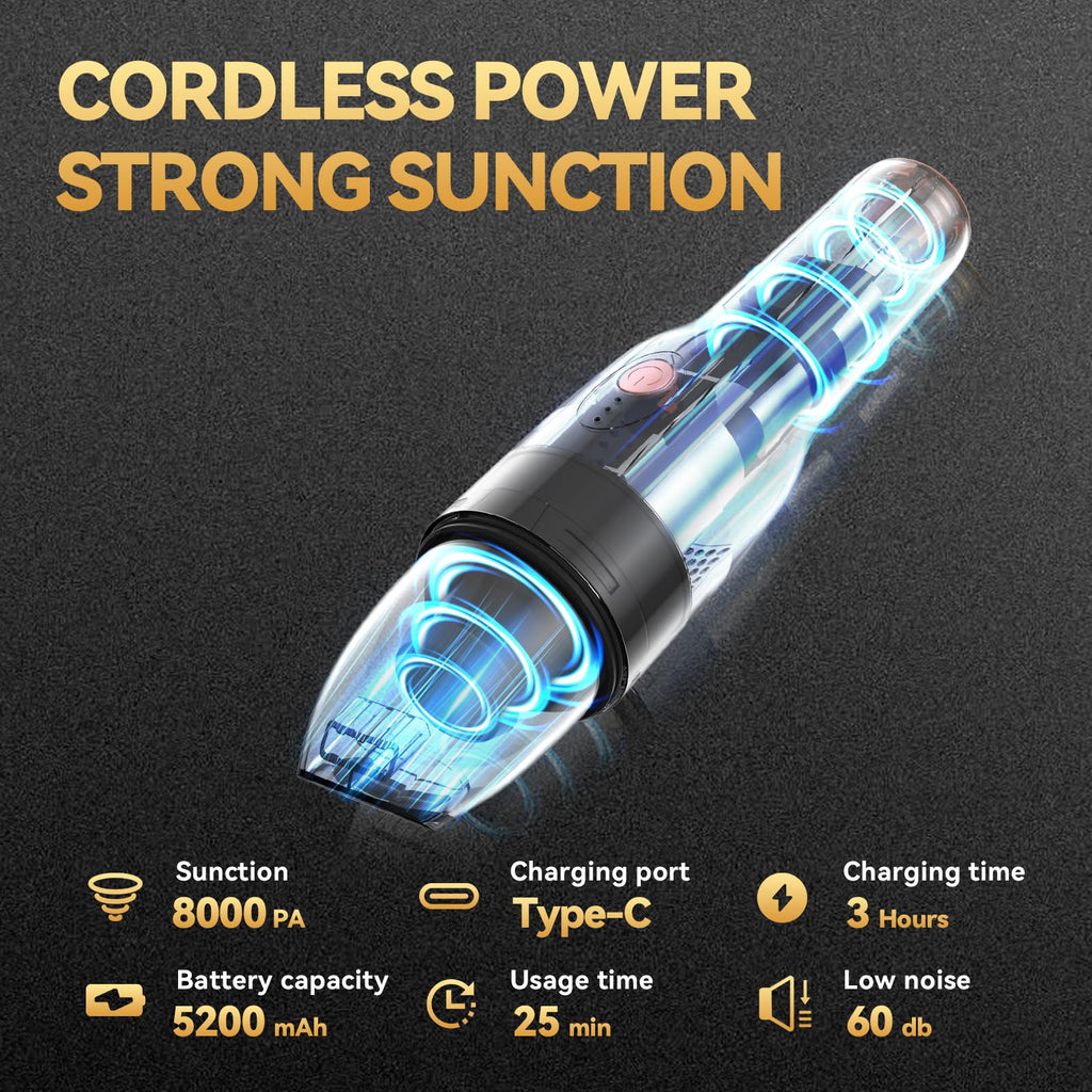 Blozor Handheld Vacuum Cordless -Car Vacuum Portable Rechargeble -Hand Held Small Vacuum Cleaner Car Seats, Home, Quick Clean up, Strong Suction, Lightweight, Includes Crevice Nozzle & Brush-H3