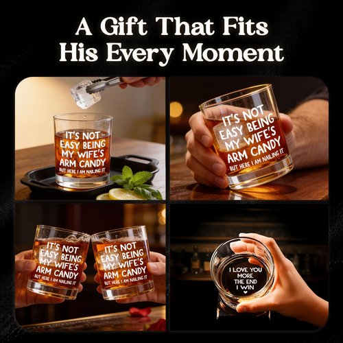 AXIARA Husband Valentines Day Gifts - 11 oz Engraved Crystal Whiskey Glasses - Anniversary Wedding Gift for Him, Birthday Gifts for Husband from Wife, I Love You Gift for Him Men