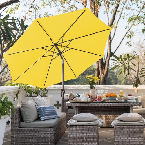 JEAREY 9FT Outdoor Patio Umbrella - UV Protection & Waterproof with Push Button Tilt | Yellow
