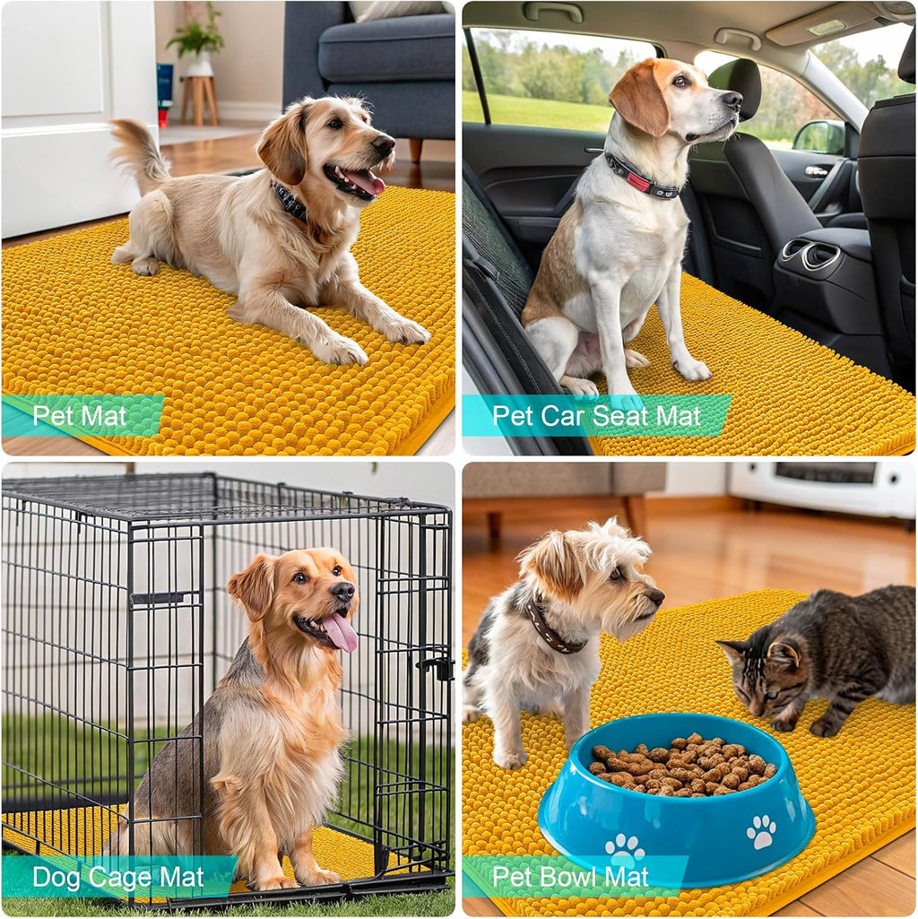 OLANLY Dog Door Mat - Absorbent Non-Slip Mud Mat for Indoor Use | 47x17 Inches, Golden Yellow