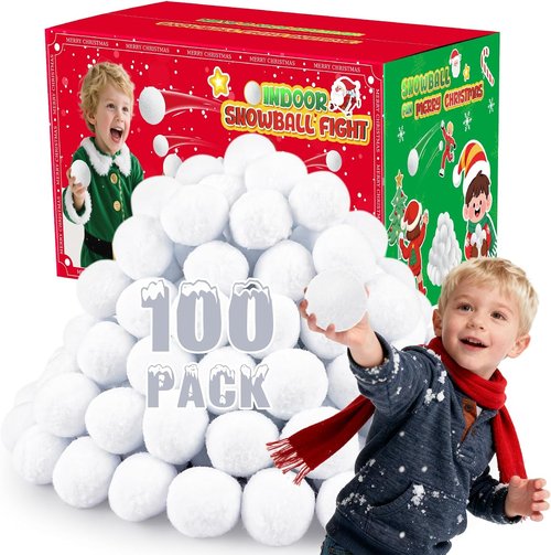 LQYoyz Snowball Fight Set - 100 Pack Large 2-Inch Fake Snow Balls for Kids | Winter Party Decor & Toys
