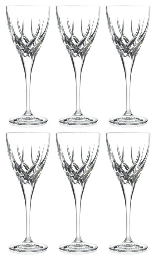 Barski Wine Glass - Goblet - Red Wine - White Wine - Water Glass - Stemmed Glasses - Set of 6 Goblets - Crystal like Glass - 6 oz. Beautifully Cut Designed Made in Europe