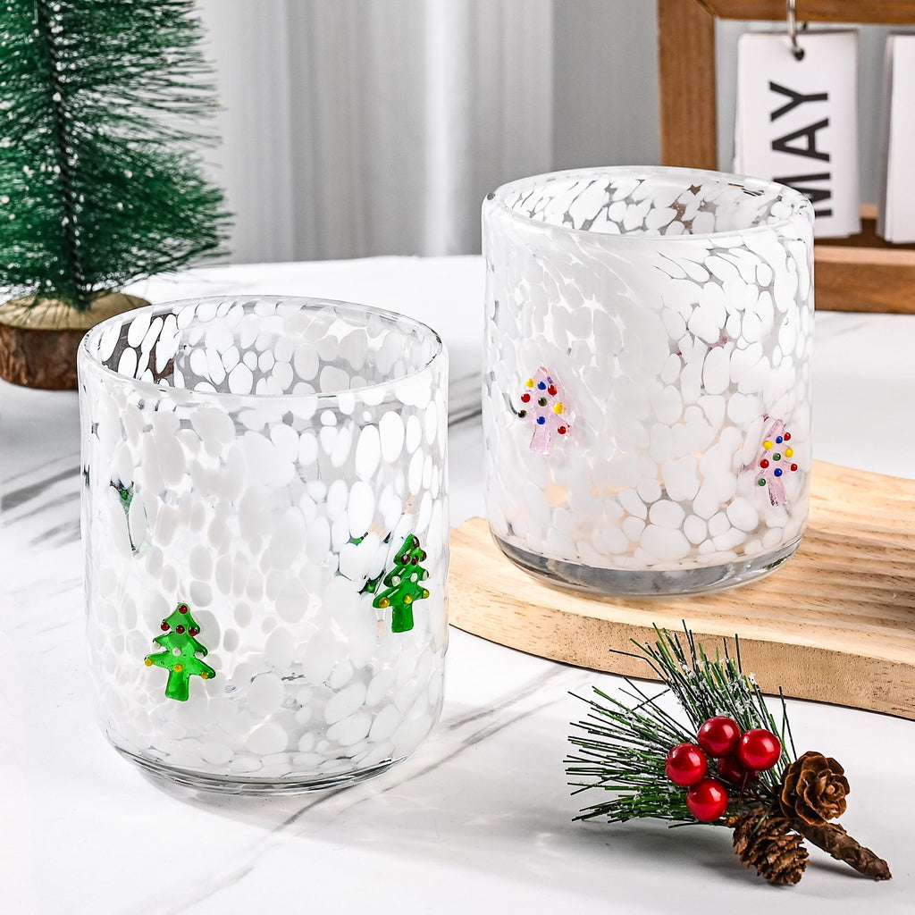 ZUQMZUQ 2 Pcs Valentine's Day Icon Glass Cups Set - 14 oz Heart Themed Stemless Wine Glasses Double Old Fashioned Icon Juice Glasses Drinking Cups for Couple Wedding Home Bar Decor Lovely Gifts