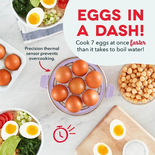 Dash Rapid Egg Cooker - Versatile Boiler, Poacher & Steamer - Holds 7 Eggs, Lavender | BPA Free & Dishwasher Safe