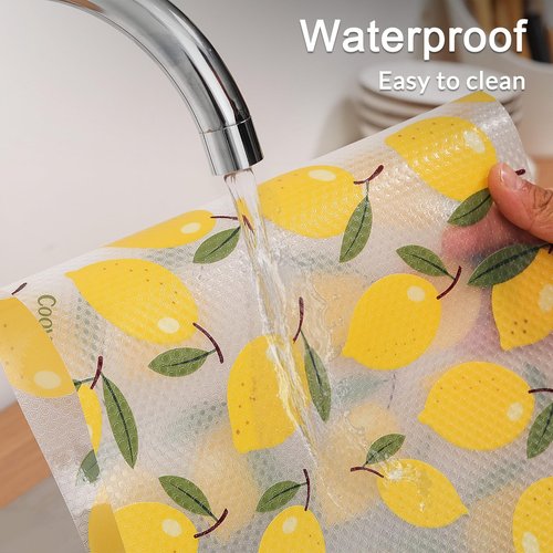 Cooyes Shelf Liner, Non-Adhesive Cabinet Liners for Kitchen Drawers, Shelves, Refrigerator, Pantry Storage, Bathroom Closet, Fridge, Durable Waterproof EVA Mats(11.8" W x 118" L, Yellow Lemon)