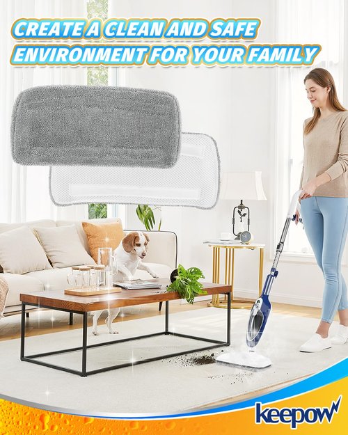 KEEPOW Steam Mop Pads Compatible with Mxnsewr Steam Mop, Compatible with GorFanty Steamer Mop GF-6610B/GF-6610, Fit for Neugo Steam Mops NE033, 4 Pack Spiral Microfiber Steam Mop Replacement Pads