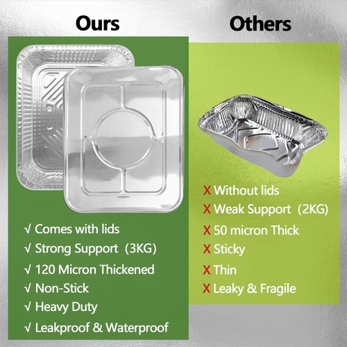 Demiwise Thickened 30 Pack Heavy Duty Aluminum Pans with Lids, 9x13 Aluminum Foil Pans Disposable, Half Size Steam Table Foil Baking Tray for Cooking, Baking, Roasting & Chafing, Carton Packaging