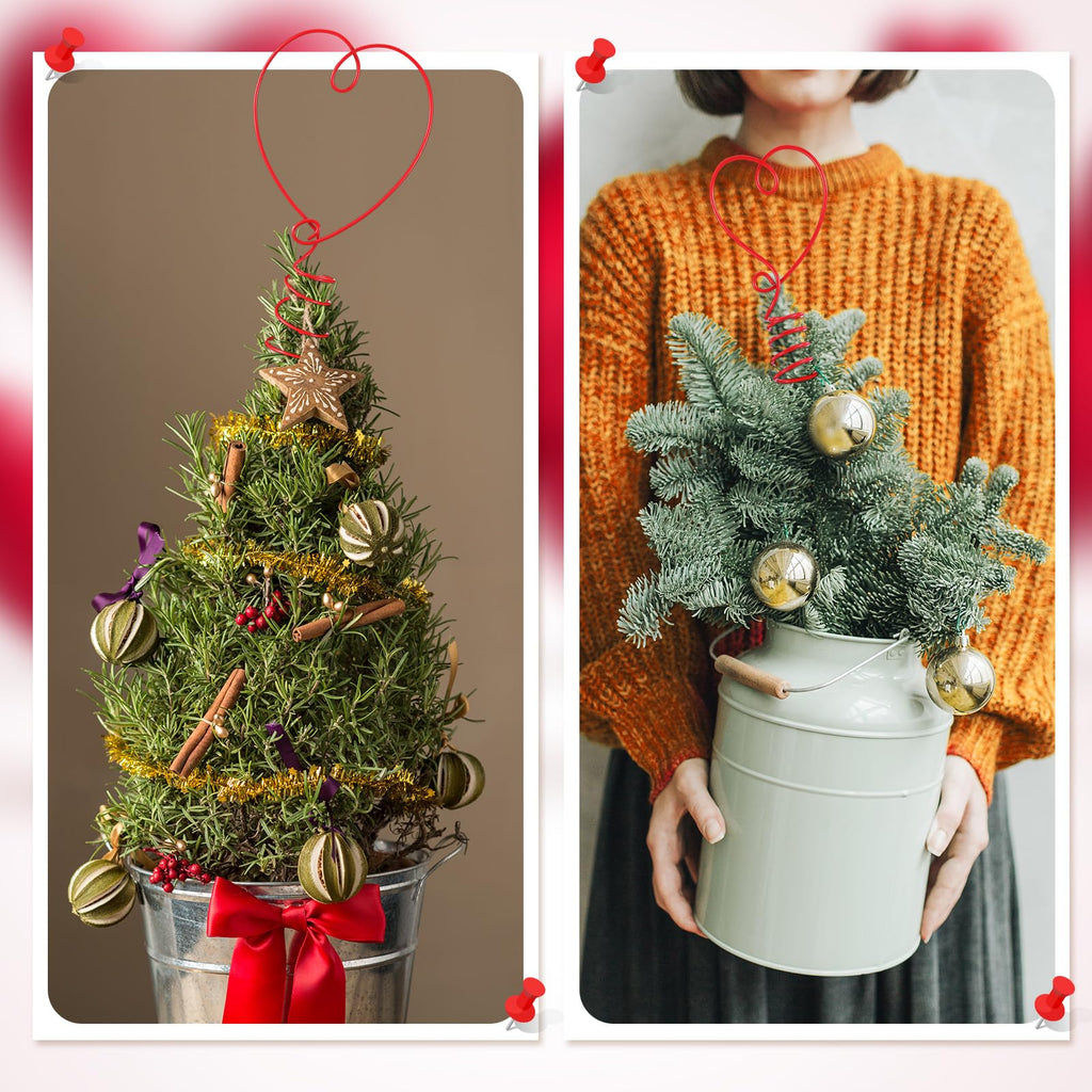 Yinkin 2 Pcs Mini Valentine Tree Topper 2 and 3 Inch Mini Heart Valentines Topper for Small Tree Toppers Metal Heart Decorations for Valentine's Day Home Decor Party Holiday