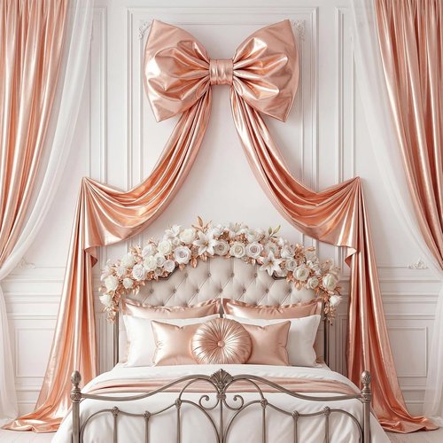 Giant Shiny Bow Decoration - 82-Inch Extra Large Rose Gold Bow with Metal Clip & Wire Support for Luxury Events