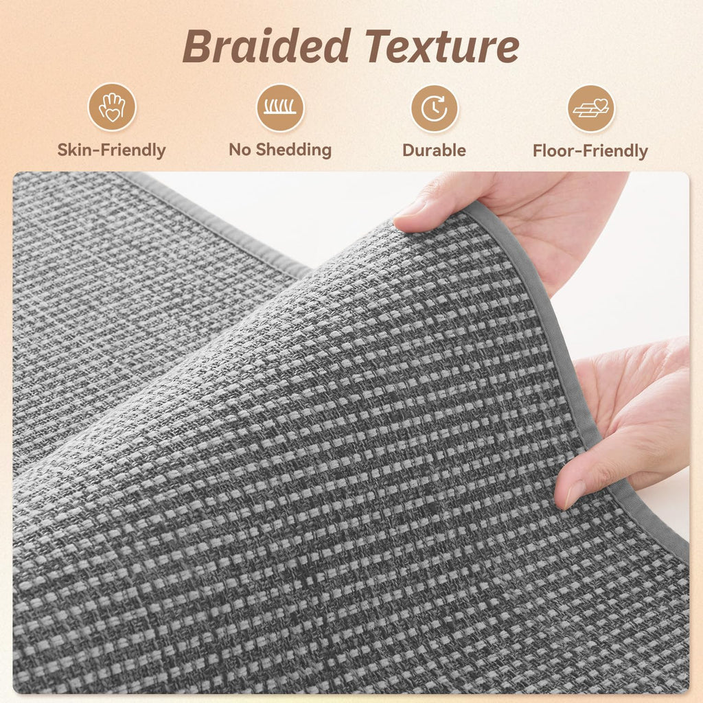 PADOOR Kitchen-Rugs Non Slip Washable, Kitchen-Mats for Floor Super Absorbent Kitchen Floor Mat, Rubber Backing Kitchen-Runner Rug, Comfort Standing Mats in Front of Sink 20"x47" Grey