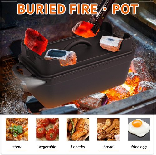 Cast Iron Combo Cooker by [Brand Name] - 2.5QT Pre-Seasoned Dutch Oven & Grill Pan | Versatile Skillet for Searing & Baking