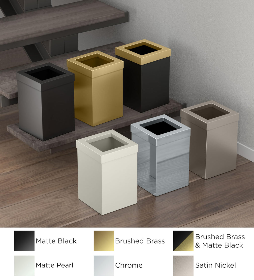 Gatco Small Bathroom Trash Can With Lid, Square 3 Gallon Stainless Steel Wastebasket, Under Sink, Matte Black, For Bathroom, Bedroom, Office (1915)