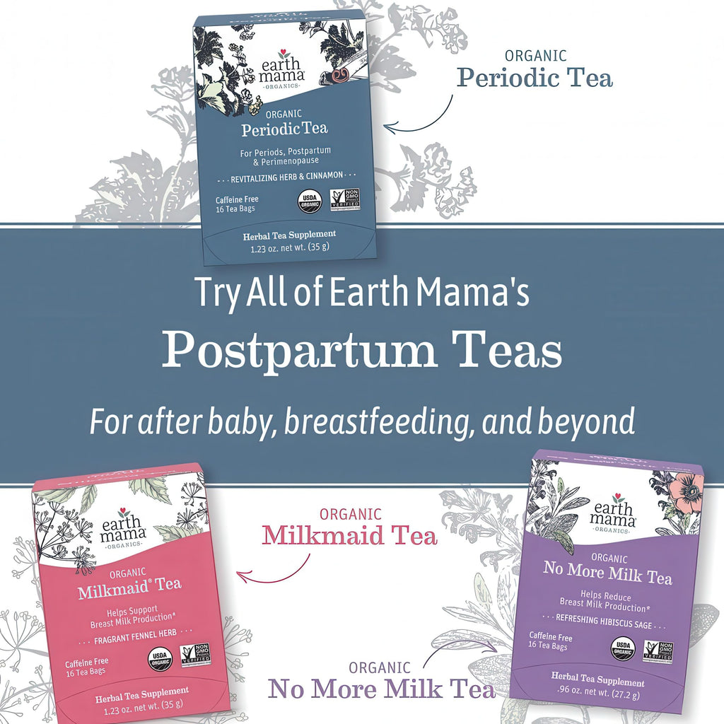 Earth Mama Organic Red Raspberry Leaf Tea | Labor Prep & Menstrual Support Herbal Tea, Pregnancy & Postpartum Care Recovery | 32 Teabags | Caffeine Free & Non-GMO