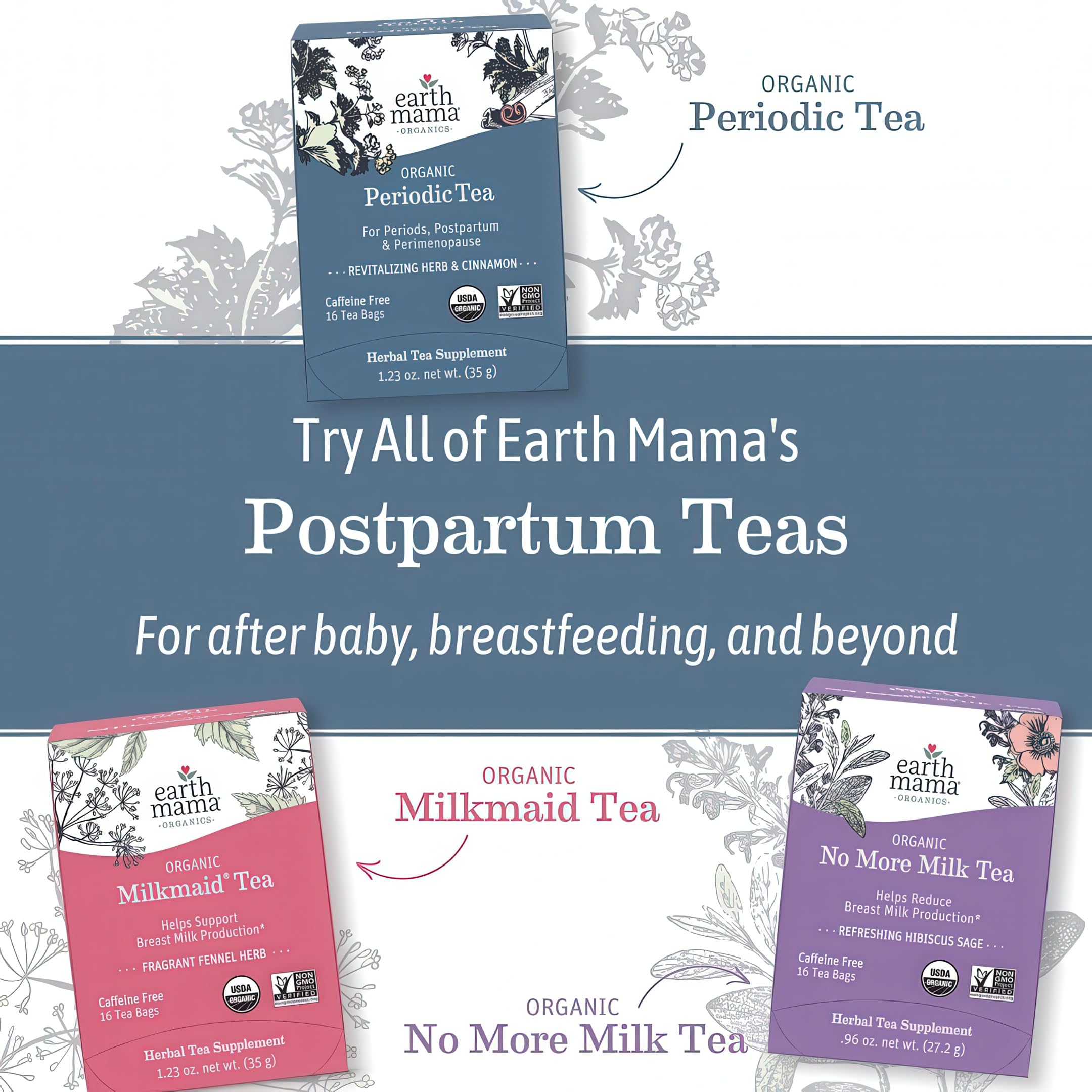 Earth Mama Organic Red Raspberry Leaf Tea | Labor Prep & Menstrual Support Herbal Tea, Pregnancy & Postpartum Care Recovery | 32 Teabags | Caffeine Free & Non-GMO
