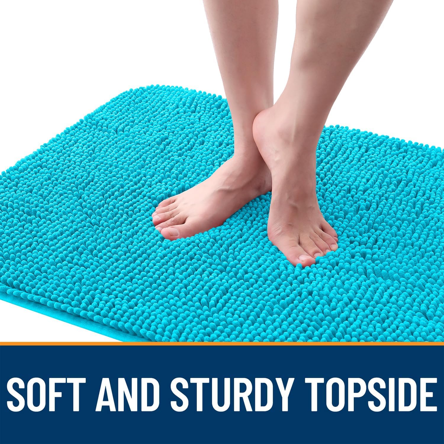OLANLY Dog Door Mat - Absorbent Non-Slip Washable Doormat for Muddy Paws | 30x17 Inches, Aqua Blue