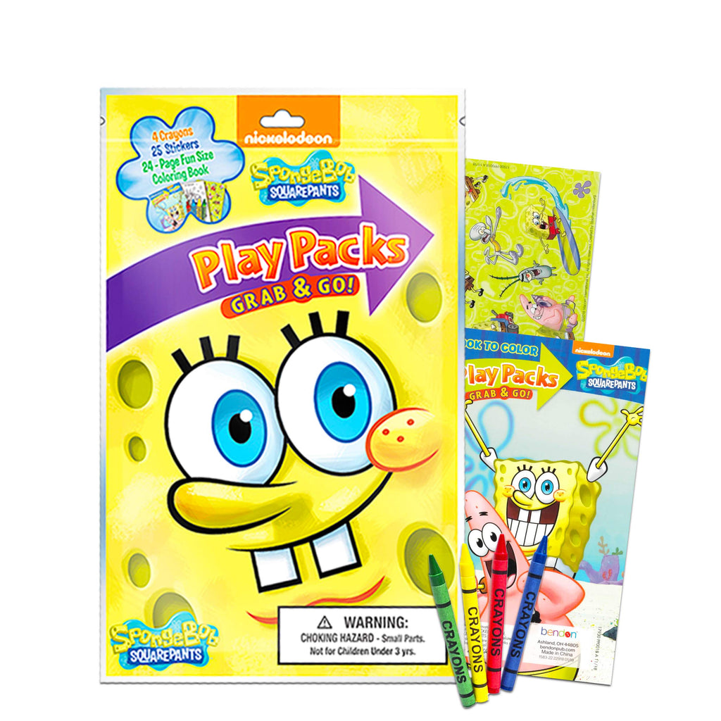 Nickelodeon Spongebob Squarepants Party Favors Pack ~ Bundle of 12 Spongebob Squarepants Play Packs with Stickers, Coloring Books, Crayons, Stamper (Spongebob Party Supplies)