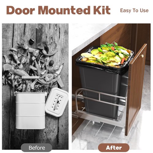 40 Qt Pull Out Trash Can Under Cabinet with Soft-Close Slides,Door Mounting Under Sink Garbage Can Slide Out Kit for Kitchen, Garbage Can Not Included, Requires Minimum Cabinets Opening 13" W X 18" D