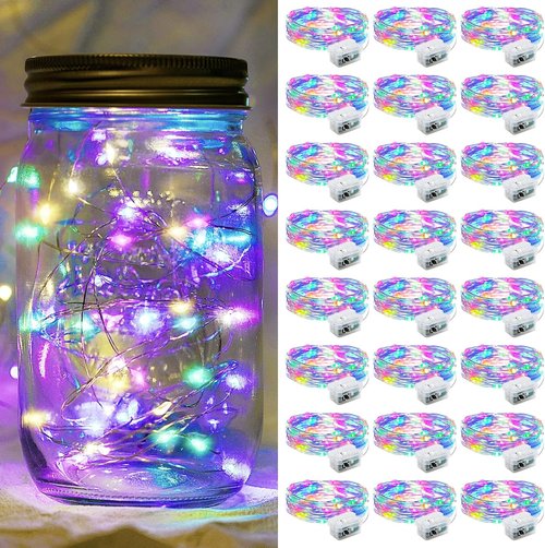 Fairy Lights 7Ft Twinkle String Lights - 20 LED Waterproof Battery Operated | Rainbow-Pastel for Parties & Weddings